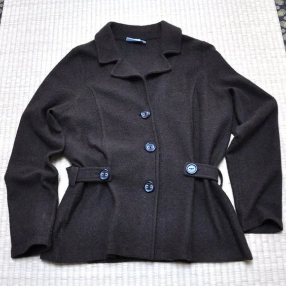 100% WOOL Denver Heyes brown coat jacket Size XL/TG - Picture 3 of 7